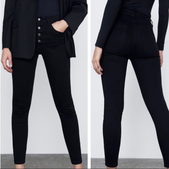 Zara high rise button front jeans